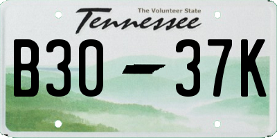 TN license plate B3037K