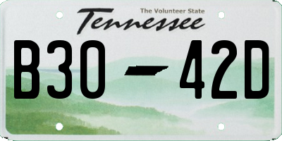 TN license plate B3042D