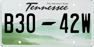 TN license plate B3042W