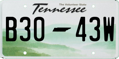 TN license plate B3043W