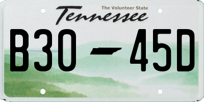 TN license plate B3045D