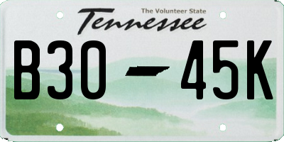 TN license plate B3045K