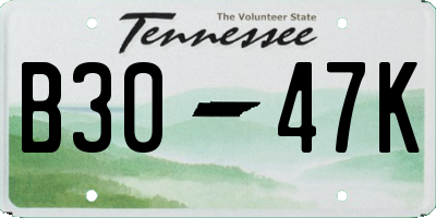 TN license plate B3047K