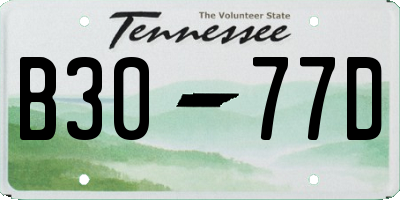 TN license plate B3077D