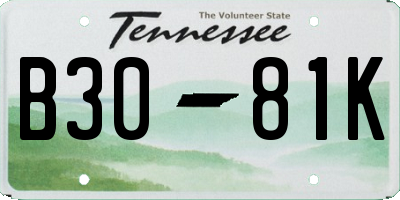 TN license plate B3081K
