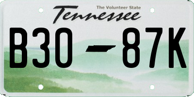 TN license plate B3087K