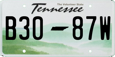 TN license plate B3087W