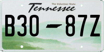 TN license plate B3087Z