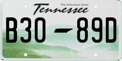 TN license plate B3089D