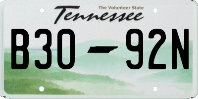 TN license plate B3092N