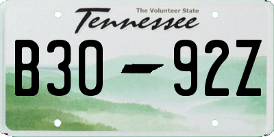 TN license plate B3092Z