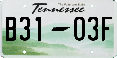 TN license plate B3103F