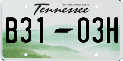 TN license plate B3103H