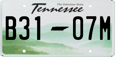 TN license plate B3107M