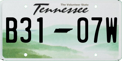 TN license plate B3107W