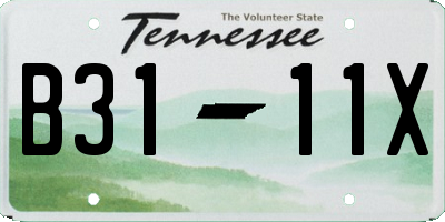 TN license plate B3111X