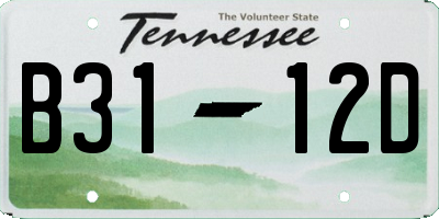 TN license plate B3112D