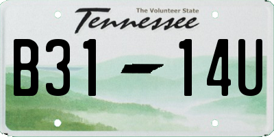 TN license plate B3114U