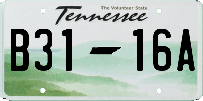 TN license plate B3116A