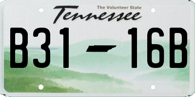 TN license plate B3116B