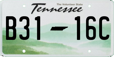 TN license plate B3116C