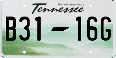TN license plate B3116G