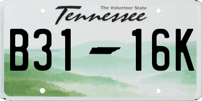 TN license plate B3116K