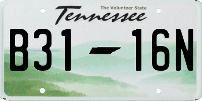 TN license plate B3116N