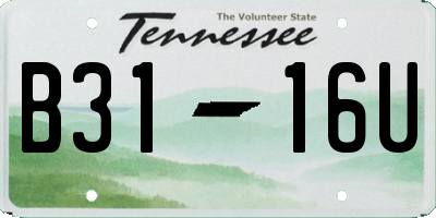 TN license plate B3116U