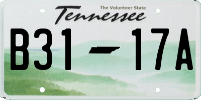 TN license plate B3117A