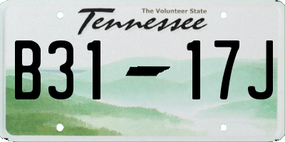 TN license plate B3117J