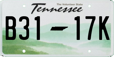 TN license plate B3117K