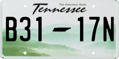 TN license plate B3117N