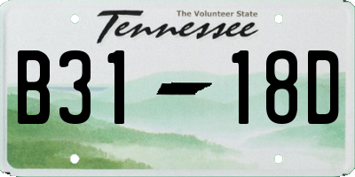 TN license plate B3118D