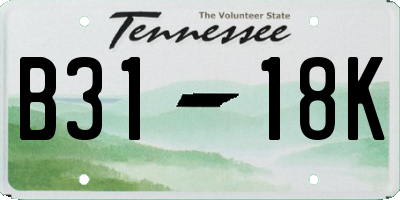 TN license plate B3118K