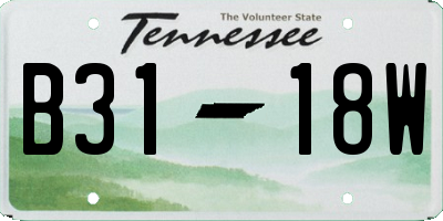 TN license plate B3118W