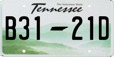 TN license plate B3121D