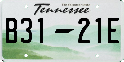 TN license plate B3121E
