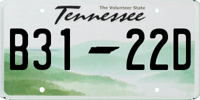 TN license plate B3122D