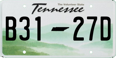 TN license plate B3127D