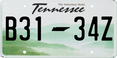 TN license plate B3134Z