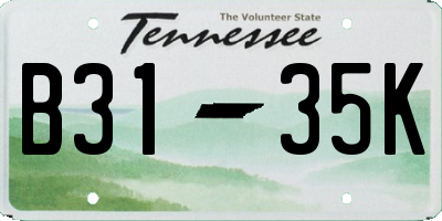 TN license plate B3135K