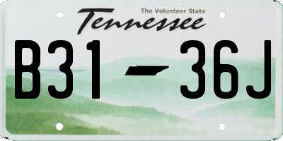 TN license plate B3136J