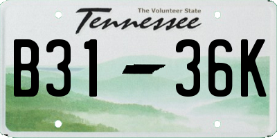 TN license plate B3136K