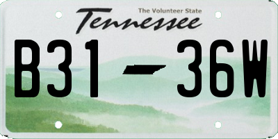 TN license plate B3136W
