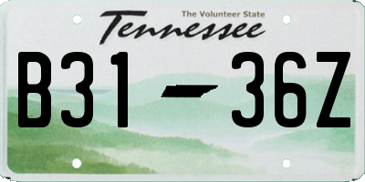 TN license plate B3136Z