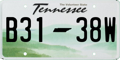 TN license plate B3138W