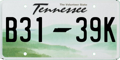 TN license plate B3139K