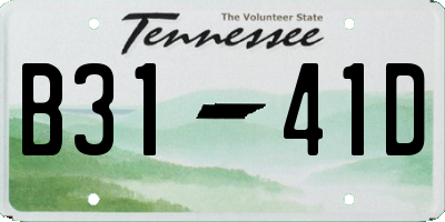 TN license plate B3141D