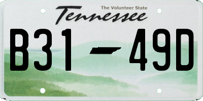 TN license plate B3149D